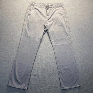 KIRKLAND Dress Pants, Mens Size 36X32 Gray Chino Pants ,Flat Front,Preppy